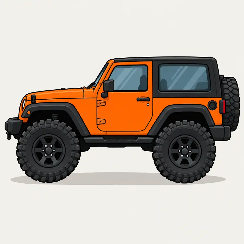 Kreskówkowy Jeep w widoku bocznym